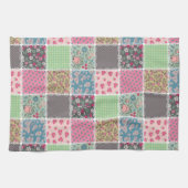 Pastel Floral Quilt Squares Theedoek (Horizontaal)
