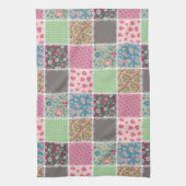Pastel Floral Quilt Squares Theedoek (Verticaal)