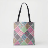 Pastel Floral Quilt Squares Tote Bag (Voorkant)