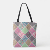 Pastel Floral Quilt Squares Tote Bag (Achterkant)
