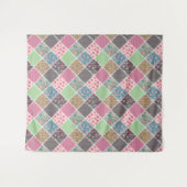 Pastel Floral Quilt Squares Wandkleed (Voorkant (horizontaal))