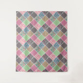 Pastel Floral Quilt Squares Wandkleed (Voorkant)