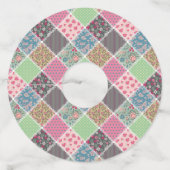 Pastel Floral Quilt Squares Wijnglaslabel (Voorkant)