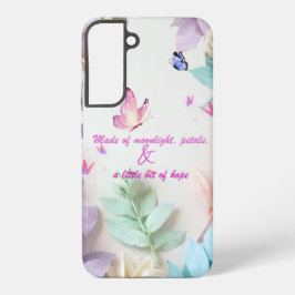 Pastel Floral Quote Butterfly Hoesje Samsung Galaxy Hoesje