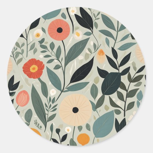Pastel Floral Reverie Ronde Sticker (Voorkant)