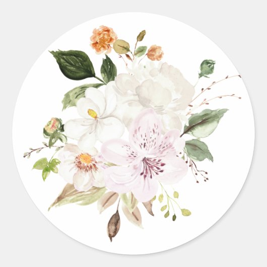 Pastel Floral Ronde Sticker (Voorkant)
