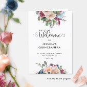 Pastel Floral Roos Gold Quinceañera Folded Program