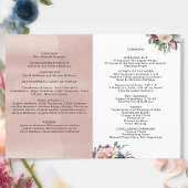 Pastel Floral Roos Gold Quinceañera Folded Program