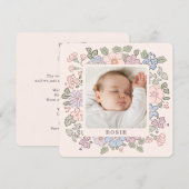 Pastel floral roze Baby Geboorteaankondiging Aankondiging (Voorkant / Achterkant)
