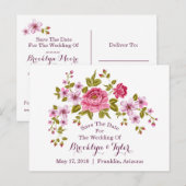 Pastel Floral "Save the Date" Aankondigingskaart (Voorkant / Achterkant)