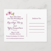 Pastel Floral "Save the Date" Aankondigingskaart (Achterkant)