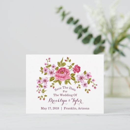 Pastel Floral "Save the Date" Aankondigingskaart (Staand voorkant)