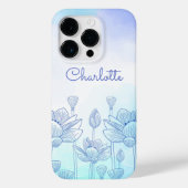 Pastel Floral Silhouette Overlay Persoonlijke naam Case-Mate iPhone Case (Achterkant)