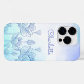 Pastel Floral Silhouette Overlay Persoonlijke naam Case-Mate iPhone Case (Achterkant (horizontaal))