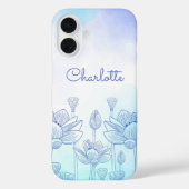 Pastel Floral Silhouette Overlay Persoonlijke naam Case-Mate iPhone Case (Achterkant)