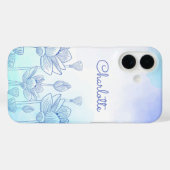 Pastel Floral Silhouette Overlay Persoonlijke naam Case-Mate iPhone Case (Achterkant (horizontaal))