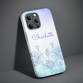 Pastel Floral Silhouette Overlay Persoonlijke naam Case-Mate iPhone Case