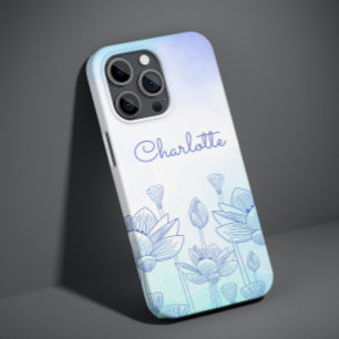 Pastel Floral Silhouette Overlay Persoonlijke naam Case-Mate iPhone 14 Pro Hoesje