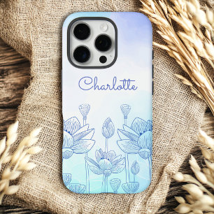 Pastel Floral Silhouette Overlay Persoonlijke naam iPhone 16 Pro Hoesje