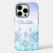 Pastel Floral Silhouette Overlay Persoonlijke naam Case-Mate iPhone Case (Achterkant)