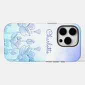 Pastel Floral Silhouette Overlay Persoonlijke naam Case-Mate iPhone Case (Achterkant (horizontaal))