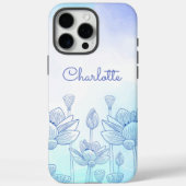 Pastel Floral Silhouette Overlay Persoonlijke naam Case-Mate iPhone Case (Achterkant)