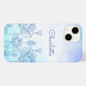 Pastel Floral Silhouette Overlay Persoonlijke naam Case-Mate iPhone Case (Achterkant (horizontaal))