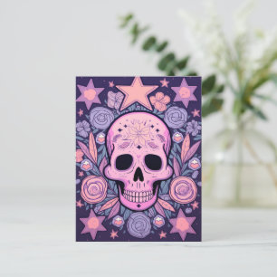 Pastel Floral Skull Art Briefkaart