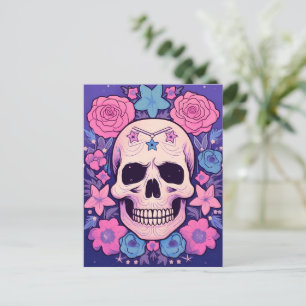 Pastel Floral Skull Art Briefkaart