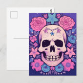 Pastel Floral Skull Art Briefkaart (Voorkant / Achterkant)