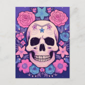 Pastel Floral Skull Art Briefkaart (Voorkant)