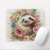 Pastel Floral Sloth Muismat (Met muis)