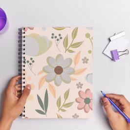 Pastel Floral Spiral Notitieboek – Minimalistische