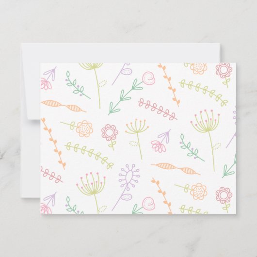 Pastel Floral Spring Baby Shower-uitnodigingen Kaart (Achterkant)