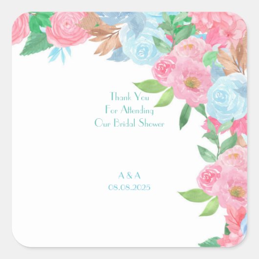 PASTEL FLORAL SPRING SUMMER  VIERKANTE STICKER (Voorkant)