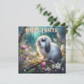 Pastel Floral Spring Woodland Bunny Pasen Feestdagenkaart (Staand voorkant)