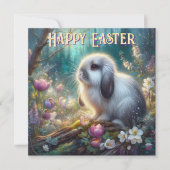 Pastel Floral Spring Woodland Bunny Pasen Feestdagenkaart (Voorkant)