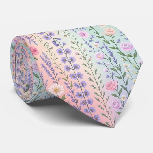 Pastel Floral Stropdas (Opgerold)