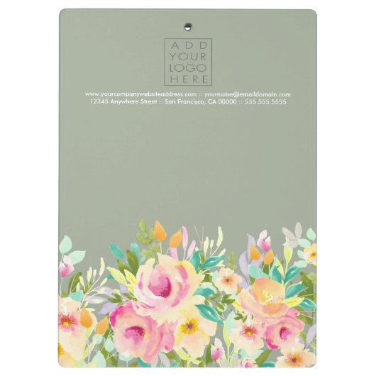 Pastel Floral Stylist Business Cliboard Klembord (Achterkant)