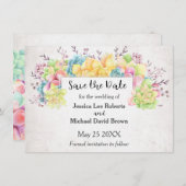 Pastel Floral Succulents Save the Date Aankondiging (Voorkant / Achterkant)