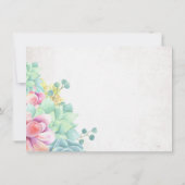 Pastel Floral Succulents Save the Date Aankondiging (Achterkant)
