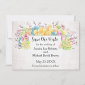 Pastel Floral Succulents Save the Date Aankondiging (Voorkant)