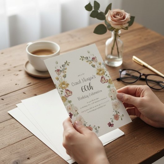 Pastel Floral Swag Vintage 60th Birthday  Kaart