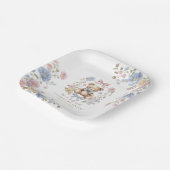 Pastel Floral Teddy Bear "We Can Bearly Wait" Show Papieren Bordje (Gebogen)