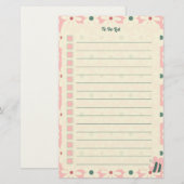 Pastel Floral To Do List Planner Design Briefpapier (Voorkant / Achterkant)