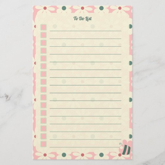Pastel Floral To Do List Planner Design Briefpapier (Voorkant)