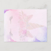 Pastel Floral Unicorn Kinder eerste verjaardag Uitnodiging Briefkaart (Achterkant)