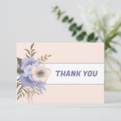 Pastel Floral Violet Vijf Petal Wilde Rozen Bedankkaart (Staand voorkant)