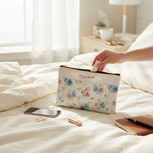  Pastel Floral Watercolor Pink Blue country chic Etui