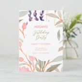 Pastel Floral Waterverf Brunch verjaardag Kaart (Staand voorkant)